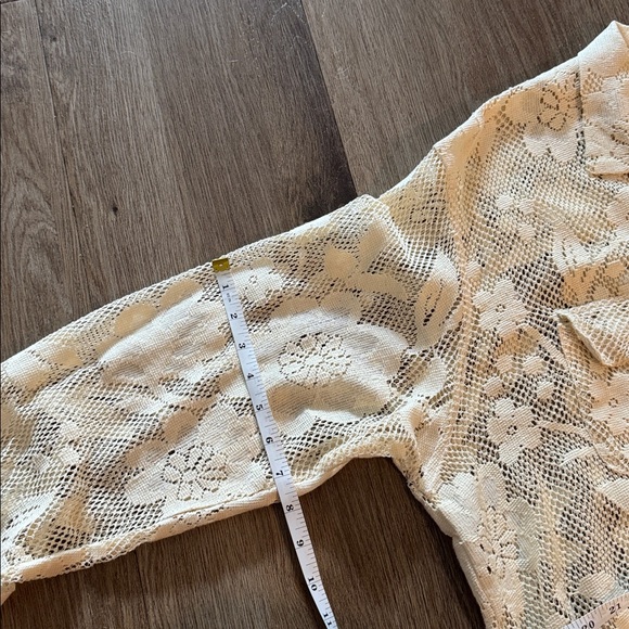 Cream Lace Button Down Shirt - Picture 16 of 16